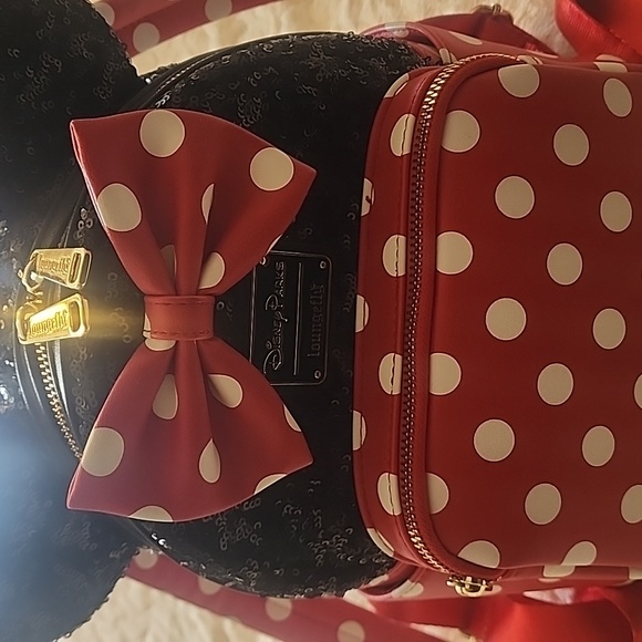 Disney Parks Polka Dots Sequin & Faux Leather Backpack - Picture 3 of 9